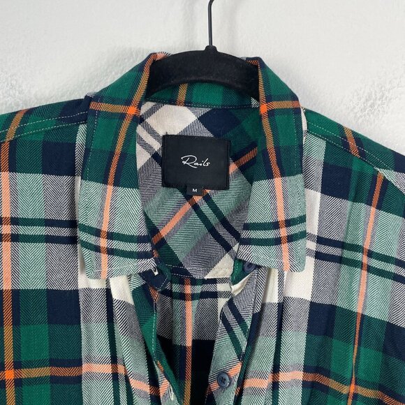 Rails Womens Medium Hunter Forest Navy Stone Plaid Button Up Shirt Long Sleeve - Picture 5 of 12